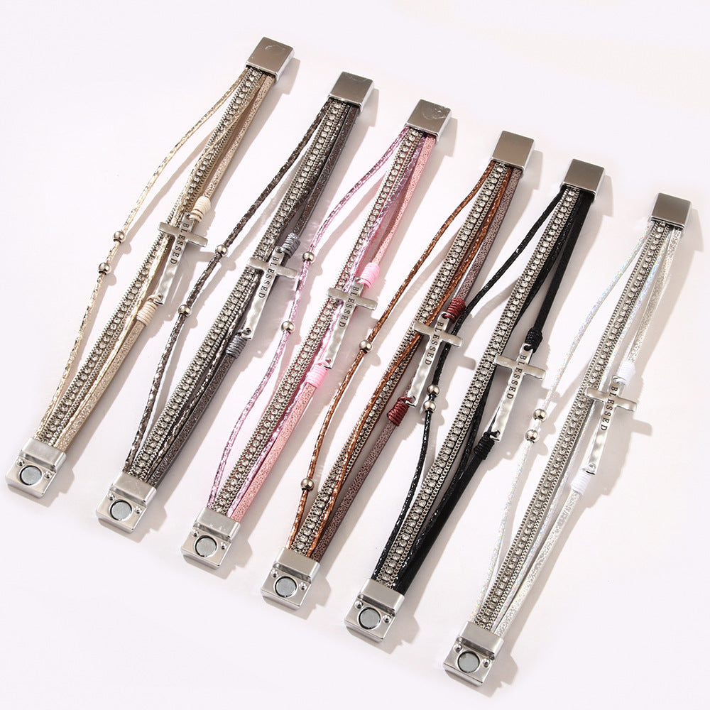 Wholesale Bohemian Cross Micro Diamond Magnetic Bracelet